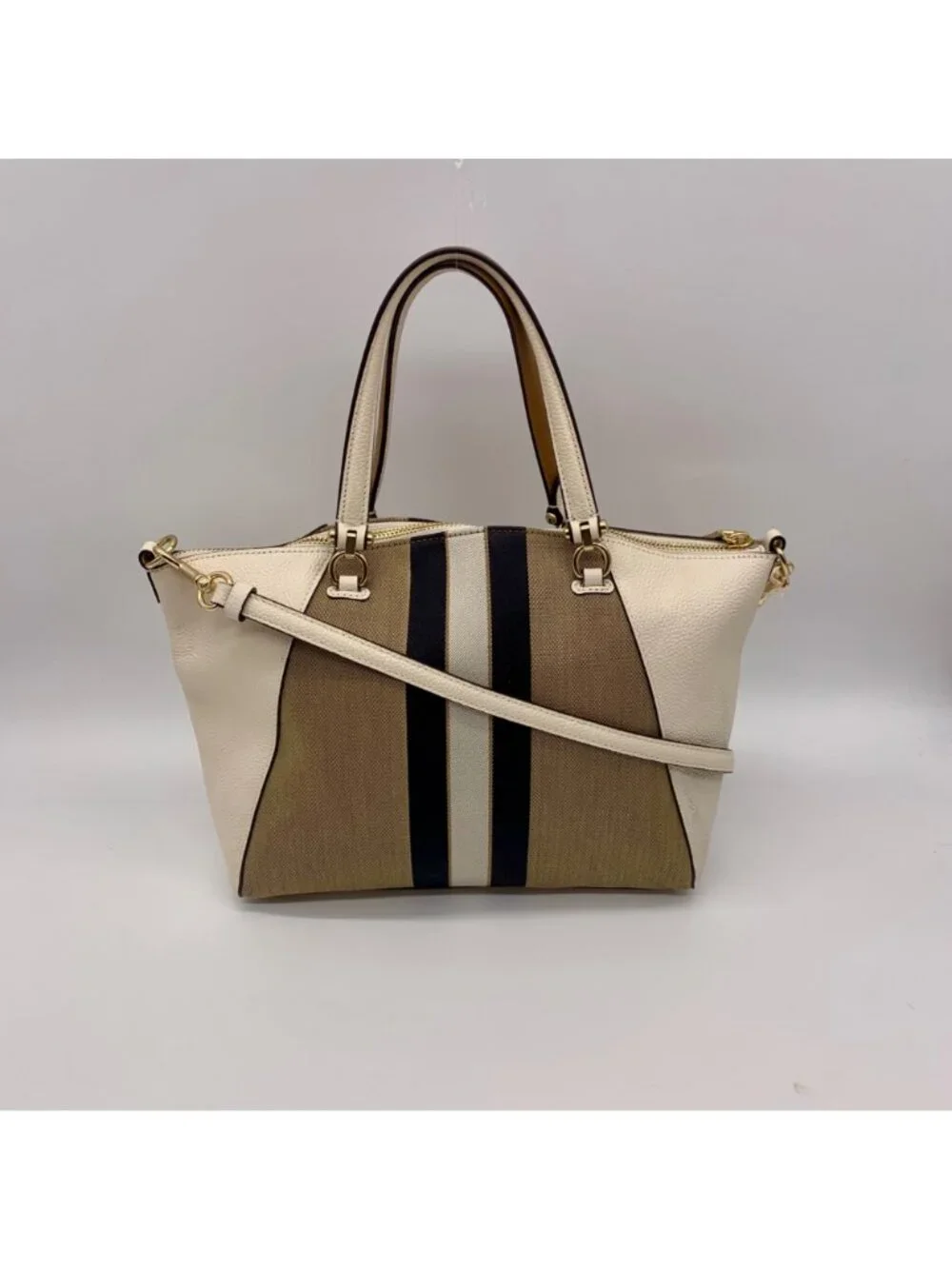 Coach Jacquard Fabric And Pebbled Leather 2Way Satchel